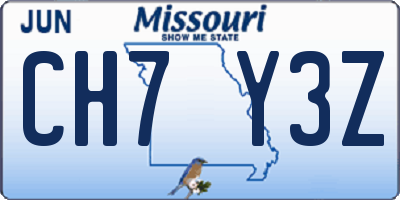 MO license plate CH7Y3Z