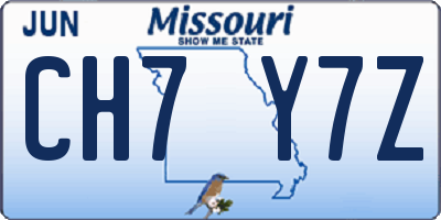 MO license plate CH7Y7Z
