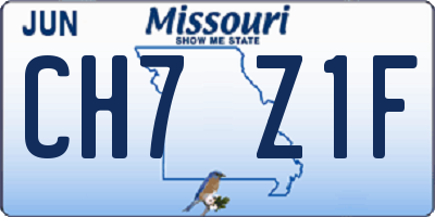 MO license plate CH7Z1F