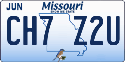 MO license plate CH7Z2U