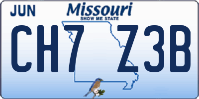 MO license plate CH7Z3B