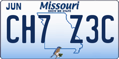 MO license plate CH7Z3C