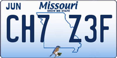 MO license plate CH7Z3F