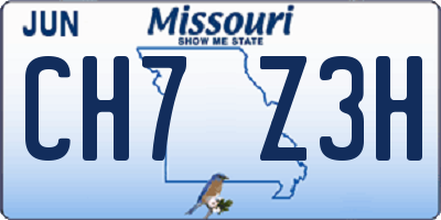 MO license plate CH7Z3H