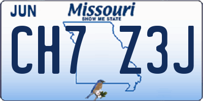 MO license plate CH7Z3J