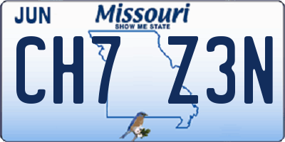 MO license plate CH7Z3N
