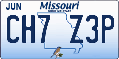 MO license plate CH7Z3P