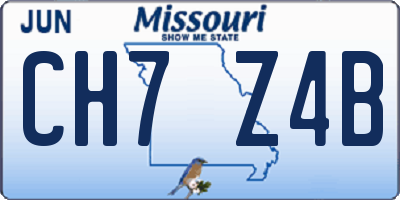 MO license plate CH7Z4B