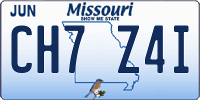MO license plate CH7Z4I