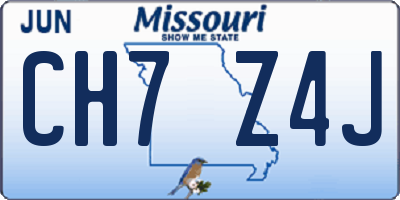 MO license plate CH7Z4J