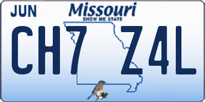 MO license plate CH7Z4L