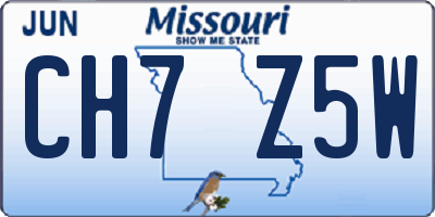 MO license plate CH7Z5W