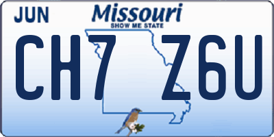 MO license plate CH7Z6U