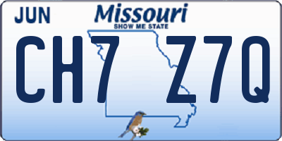 MO license plate CH7Z7Q