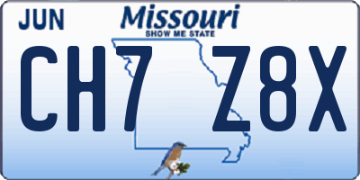 MO license plate CH7Z8X