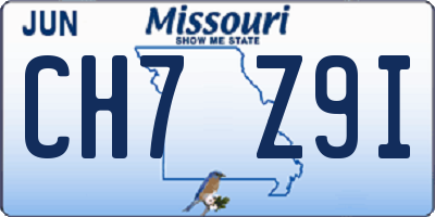 MO license plate CH7Z9I