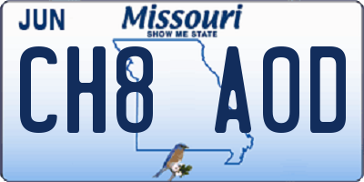 MO license plate CH8A0D