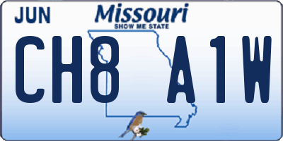 MO license plate CH8A1W