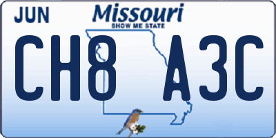 MO license plate CH8A3C