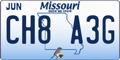 MO license plate CH8A3G