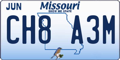 MO license plate CH8A3M