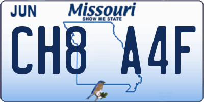 MO license plate CH8A4F