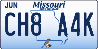 MO license plate CH8A4K