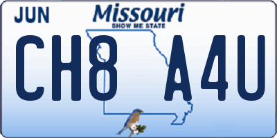 MO license plate CH8A4U