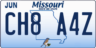 MO license plate CH8A4Z