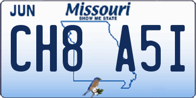 MO license plate CH8A5I