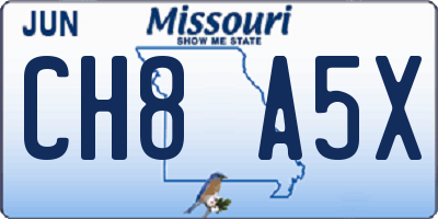 MO license plate CH8A5X