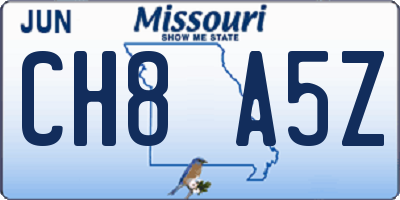 MO license plate CH8A5Z