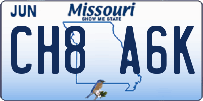 MO license plate CH8A6K