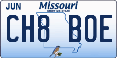 MO license plate CH8B0E