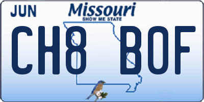 MO license plate CH8B0F