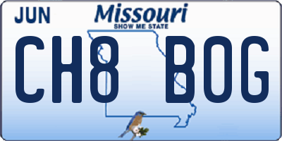 MO license plate CH8B0G