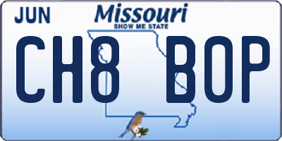 MO license plate CH8B0P