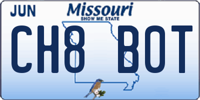 MO license plate CH8B0T