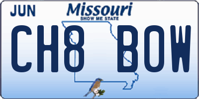 MO license plate CH8B0W