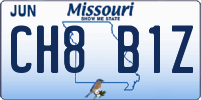 MO license plate CH8B1Z