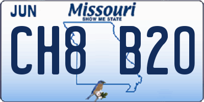 MO license plate CH8B2O