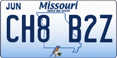 MO license plate CH8B2Z