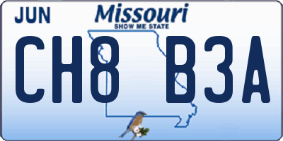 MO license plate CH8B3A