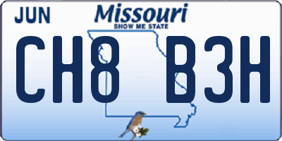 MO license plate CH8B3H