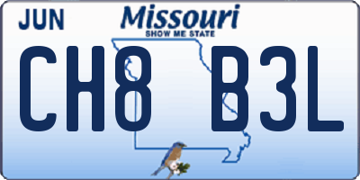 MO license plate CH8B3L