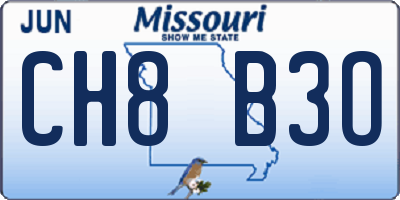 MO license plate CH8B3O