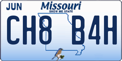 MO license plate CH8B4H