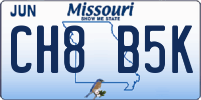 MO license plate CH8B5K