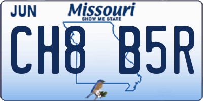 MO license plate CH8B5R
