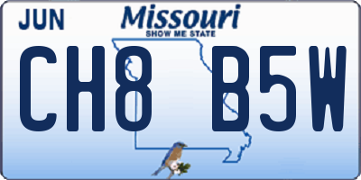 MO license plate CH8B5W
